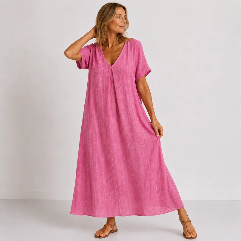 Navelia | Elegantes Maxikleid mit kurzer Ärmelpartie