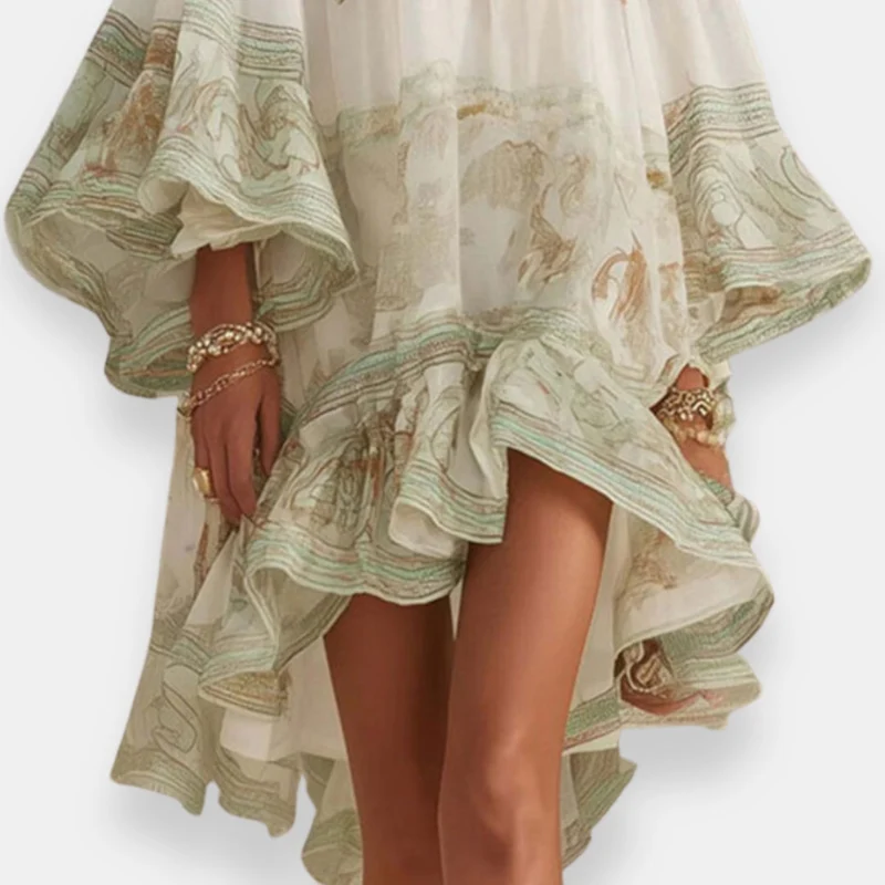 Einora | Fließendes Kleid mit voluminösen Puffärmeln