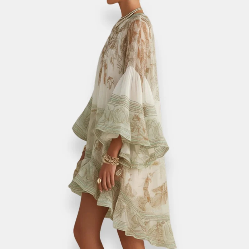 Einora | Fließendes Kleid mit voluminösen Puffärmeln
