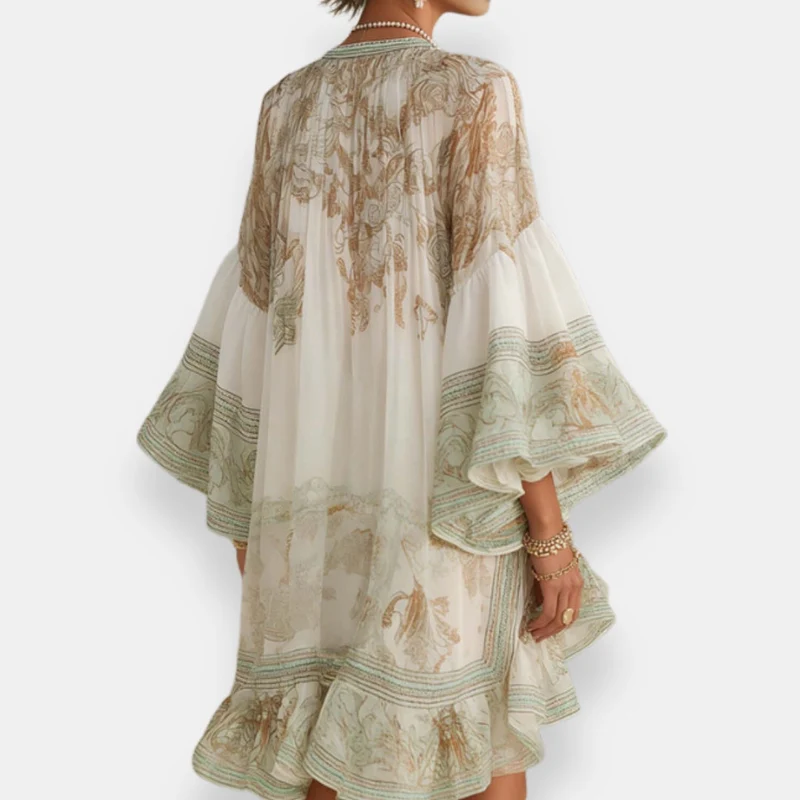 Einora | Fließendes Kleid mit voluminösen Puffärmeln