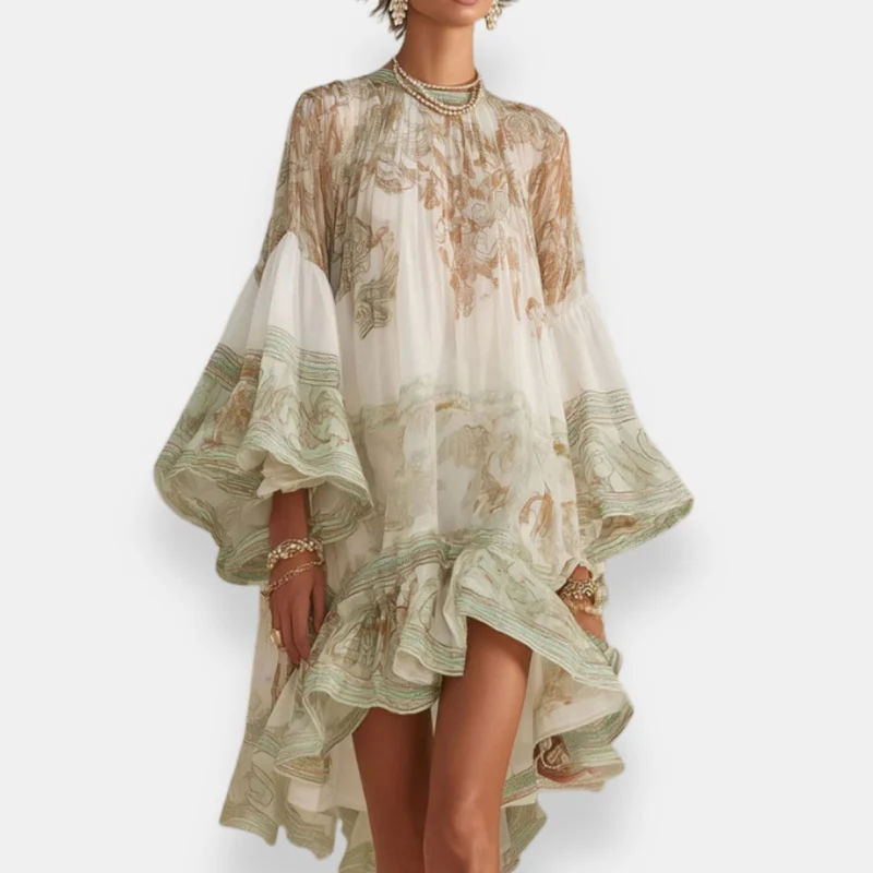 Einora | Fließendes Kleid mit voluminösen Puffärmeln