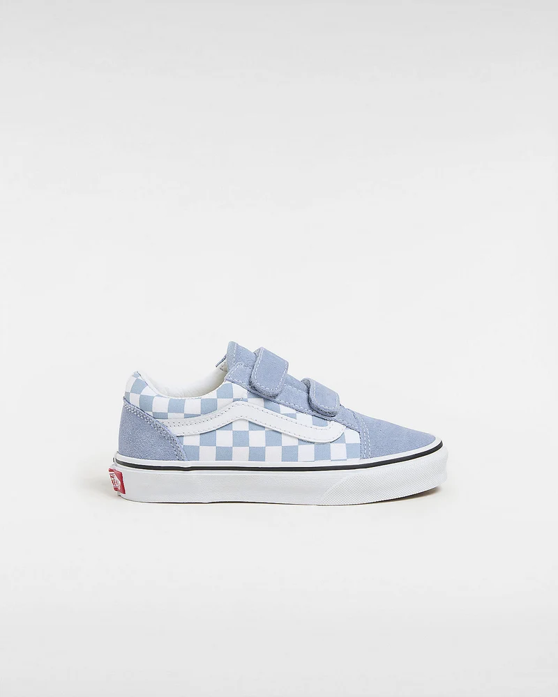 VANS Old Skool V Color Theory Checkerboard-Turnschuhe für Kinder – Dusty Blue