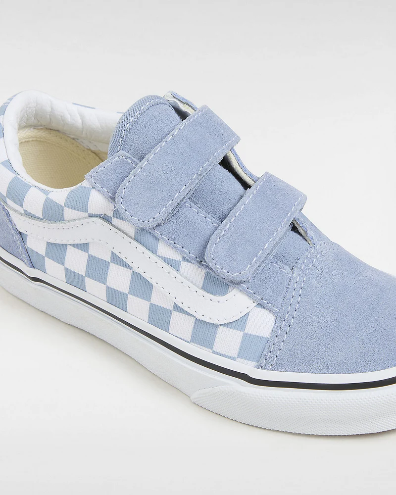VANS Old Skool V Color Theory Checkerboard-Turnschuhe für Kinder – Dusty Blue