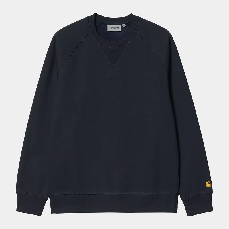 Carhartt WIP Herren Chase Sweat Top – Dunkelblau / Gold