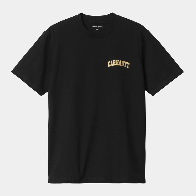Carhartt WIP Herren University Script Bio-T-Shirt - Schwarz / Gold