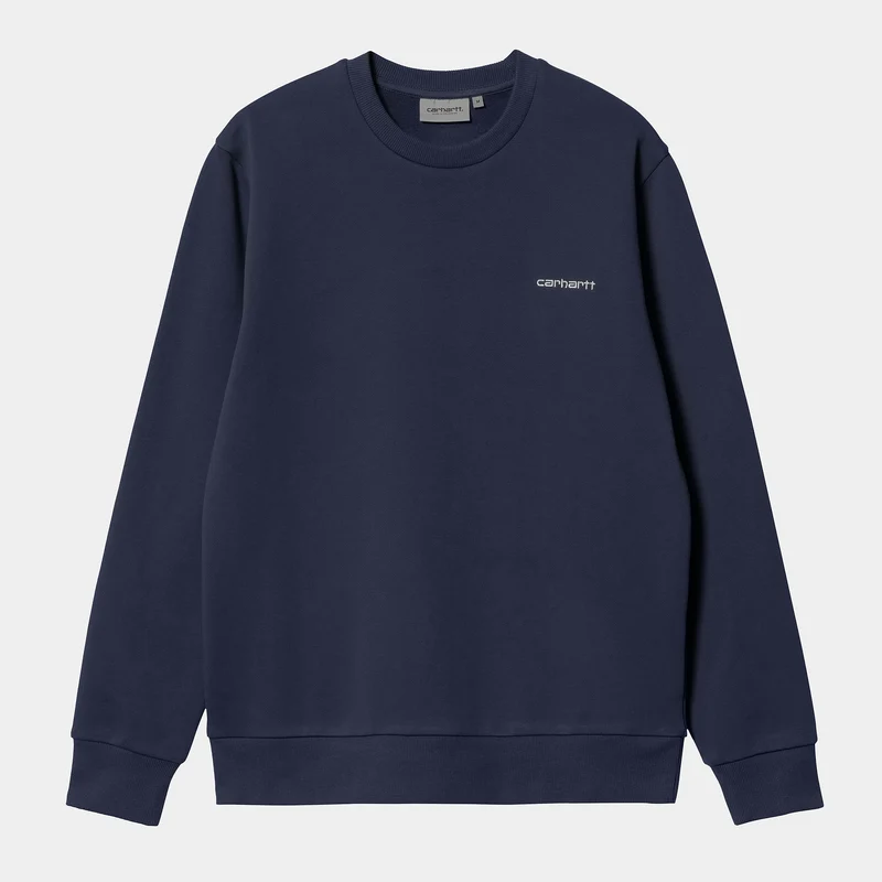 Carhartt WIP Herren-Sweatshirt mit Schriftzug-Stickerei – Blau / Weiß