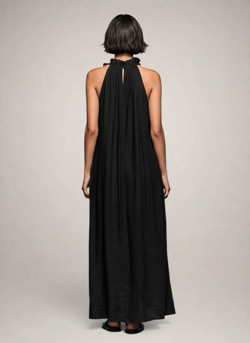 Felene | Ärmelloses Leinen-Maxikleid mit Rüschen
