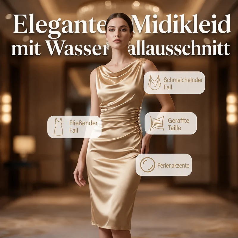 Thylla | Figurbetontes Abendkleid mit Wasserfallkragen