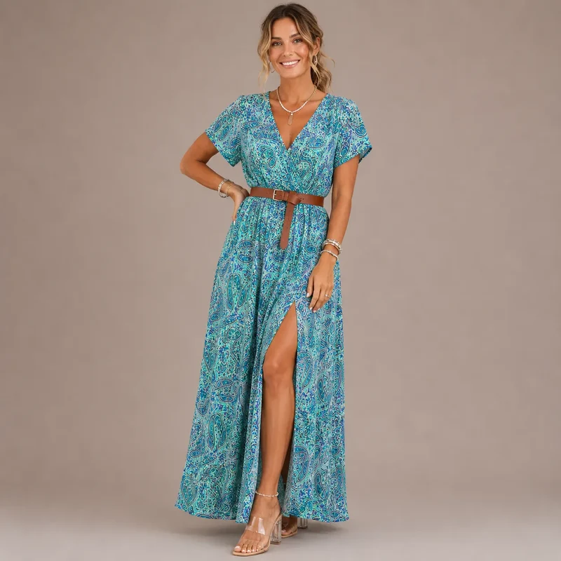 Golissa | Boho-Maxikleid mit V-Ausschnitt und Blumenprint