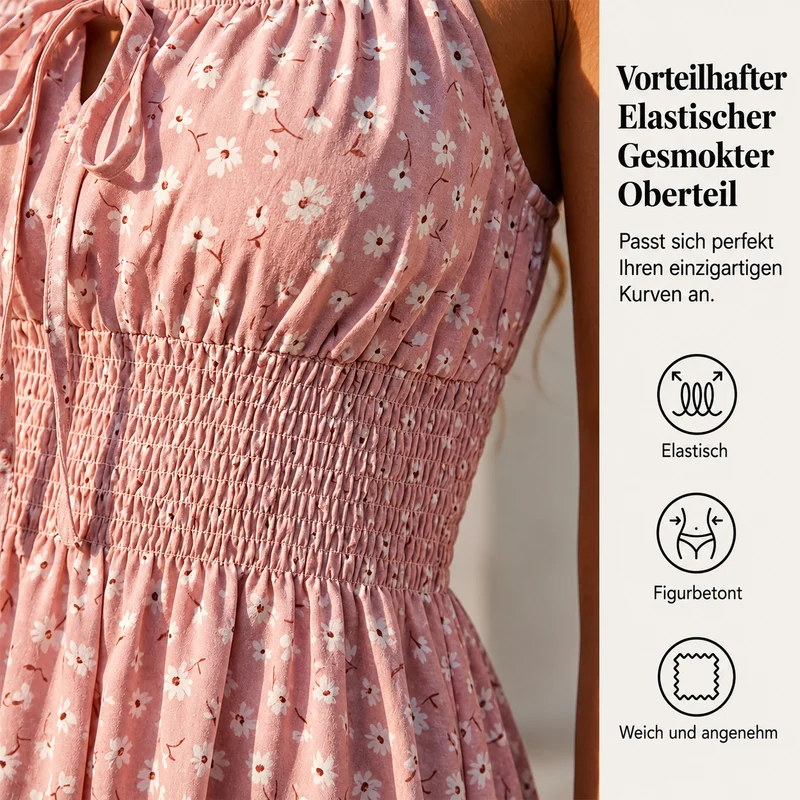 Familla | Verspieltes Kleid mit Bindeband und Smock-Detail