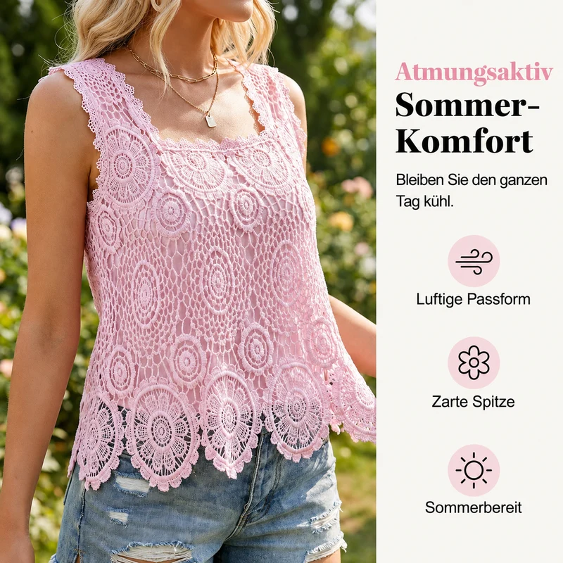 Aedazy | Ärmelloses Spitzentop mit Muschelsaum