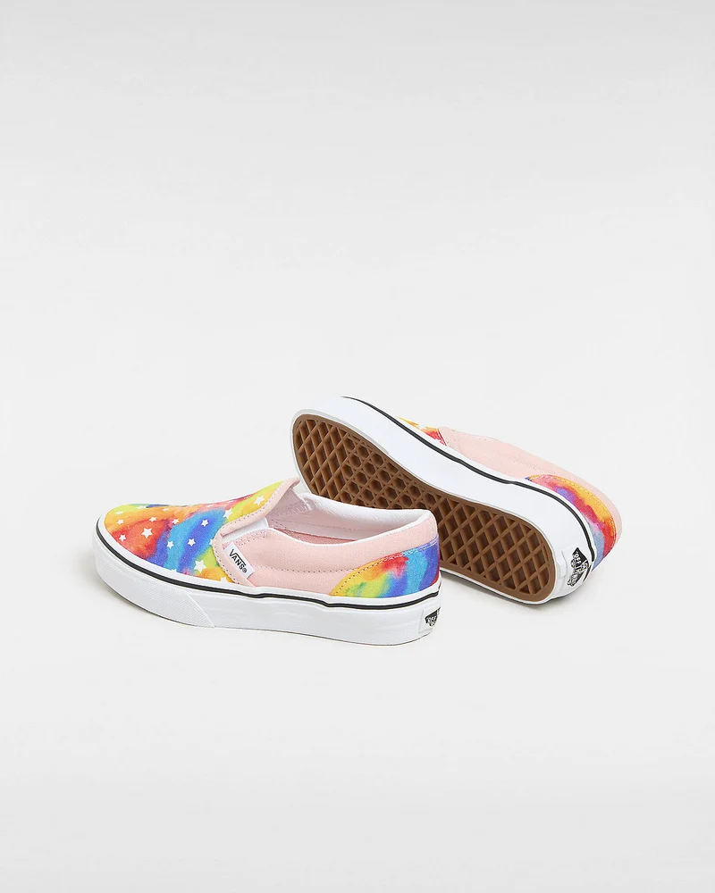 VANS Klassische Slip-On-Rainbow-Galaxy-Sneaker für Kinder – Rosa