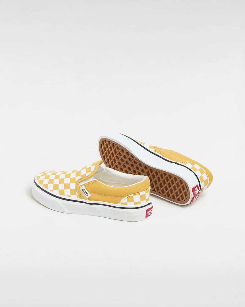VANS Klassische Slip-On-Sneaker für Kinder „Color Theory Checkerboard“ – Golden Glow