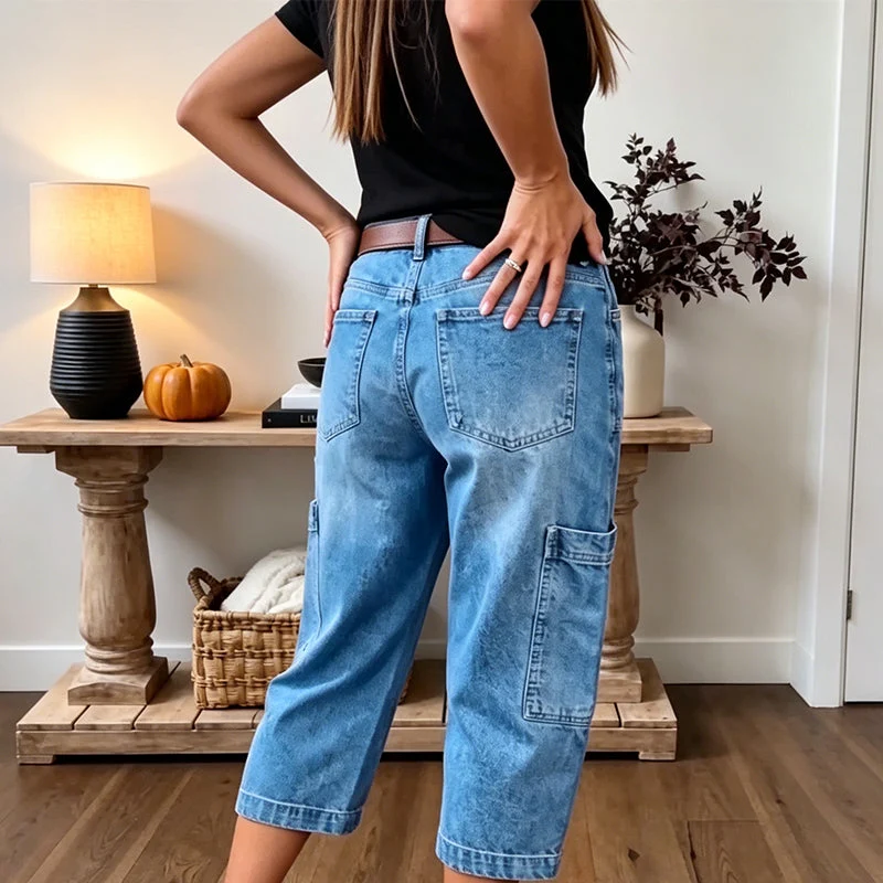 Efissa | Bequeme Denim-Cargohose mit weitem Schnitt
