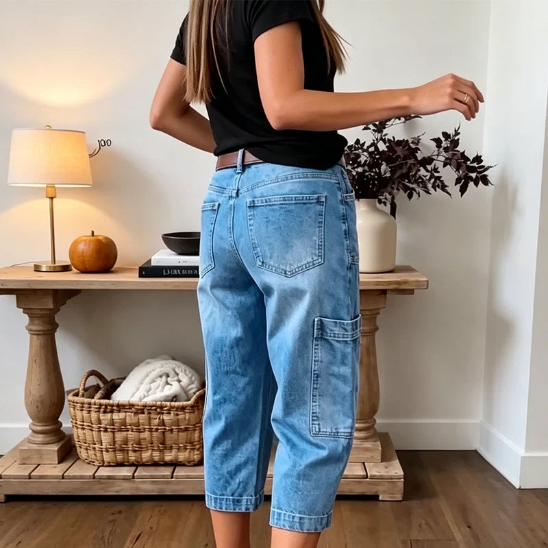 Efissa | Bequeme Denim-Cargohose mit weitem Schnitt