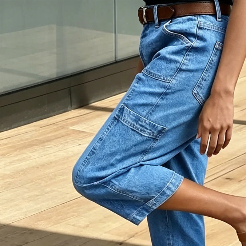 Efissa | Bequeme Denim-Cargohose mit weitem Schnitt