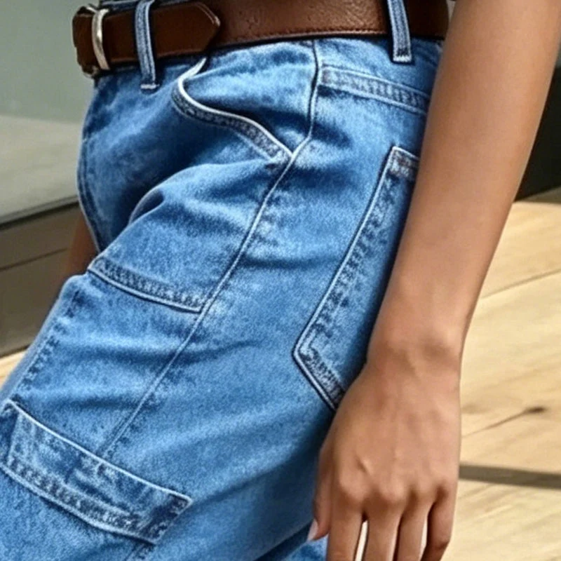Efissa | Bequeme Denim-Cargohose mit weitem Schnitt