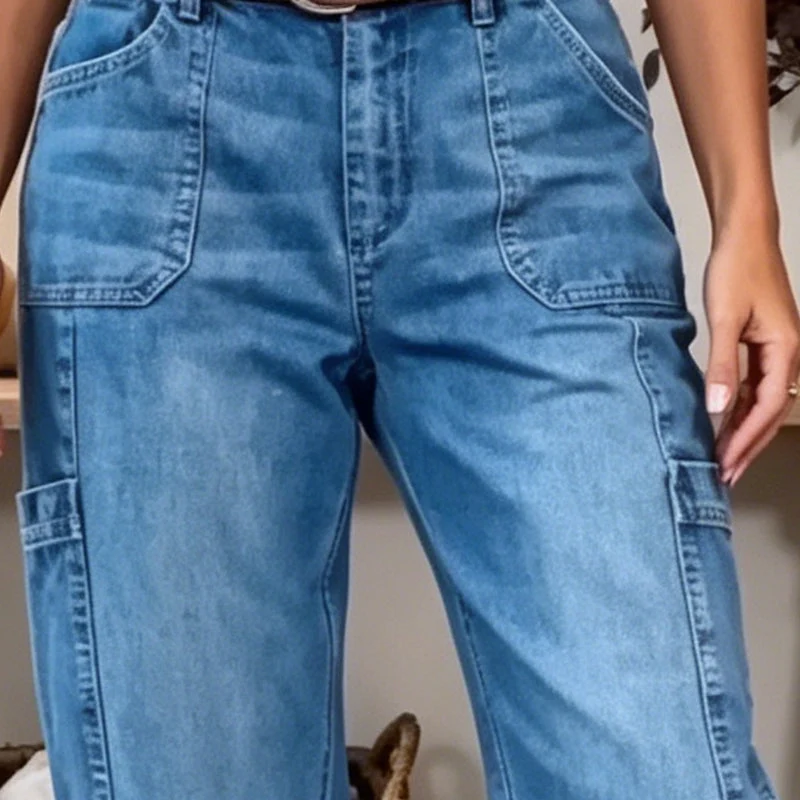 Efissa | Bequeme Denim-Cargohose mit weitem Schnitt
