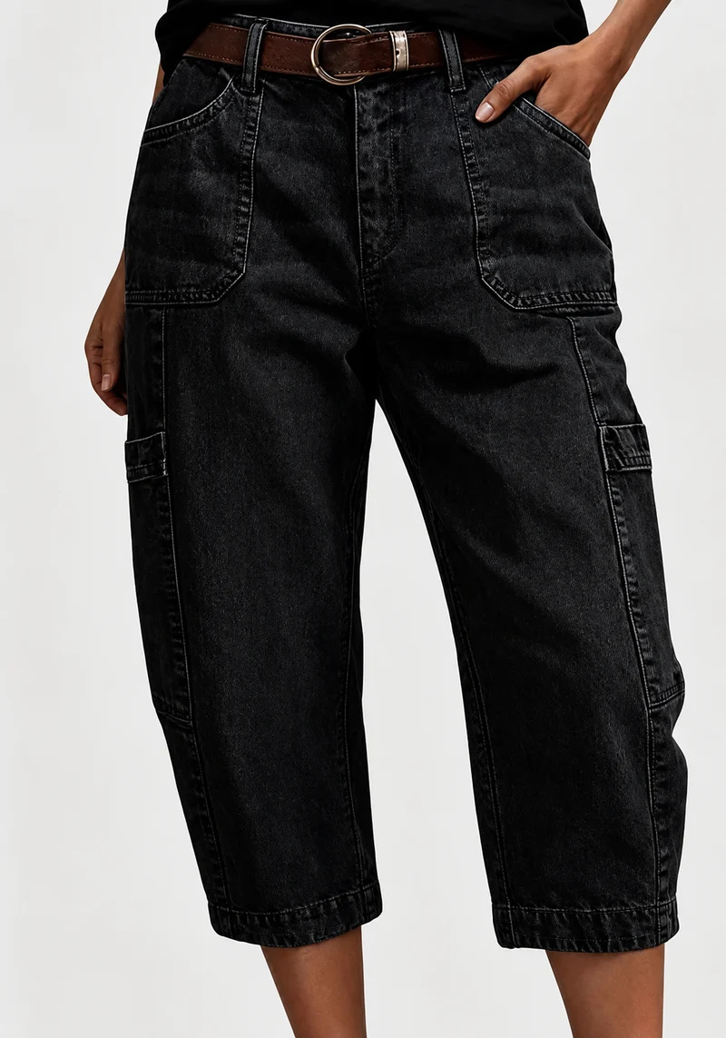 Efissa | Bequeme Denim-Cargohose mit weitem Schnitt