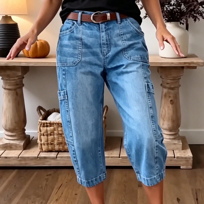 Efissa | Bequeme Denim-Cargohose mit weitem Schnitt