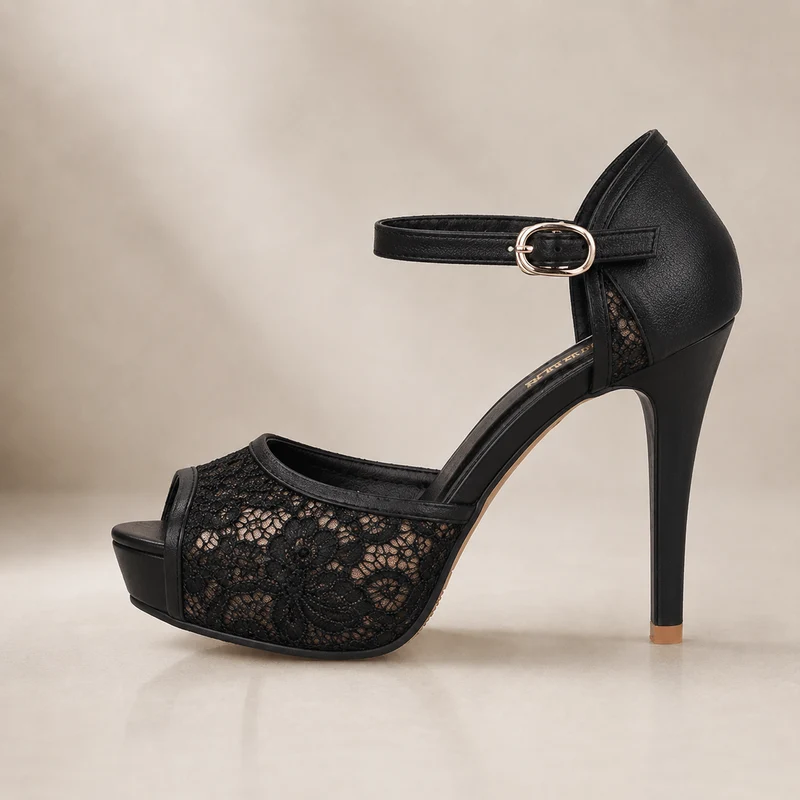 Varese | Luxuriöse Peeptoe-Pumps mit Blumen-Spitze