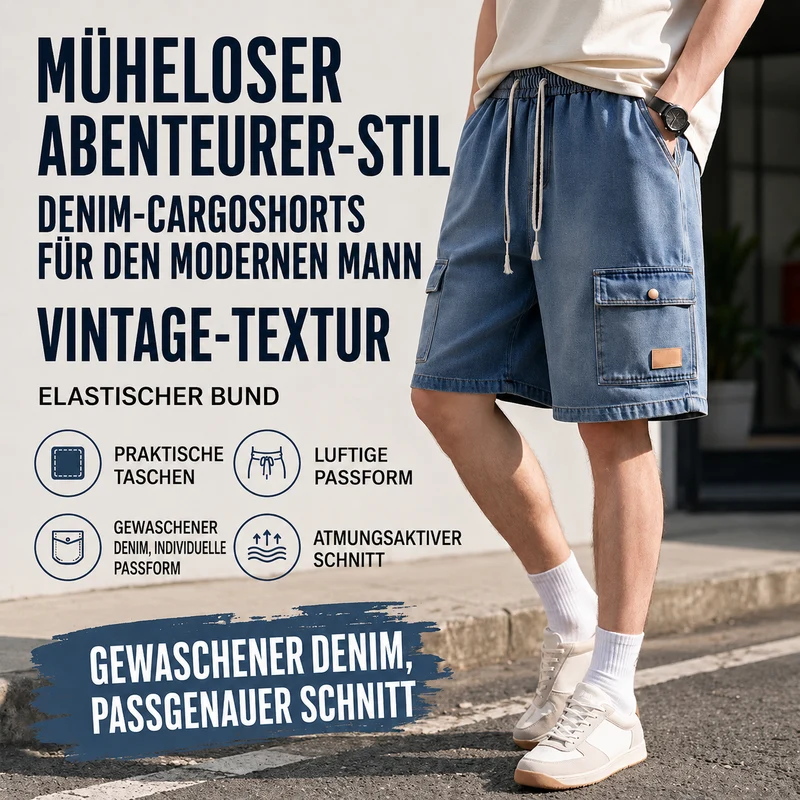 Patteo | Lässige Denim-Shorts mit großen Cargotaschen