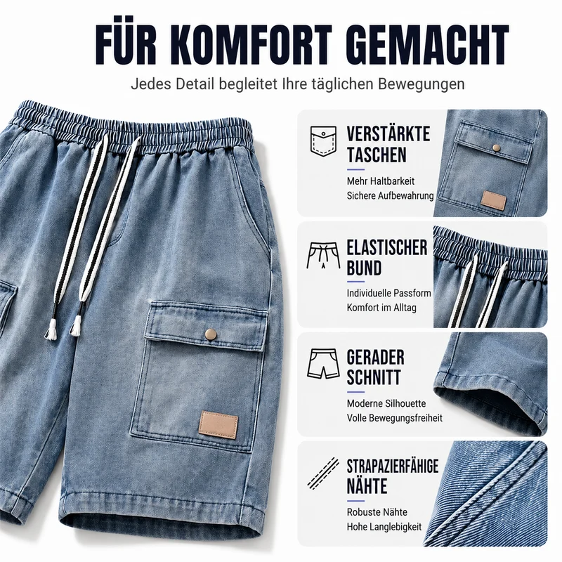 Patteo | Lässige Denim-Shorts mit großen Cargotaschen
