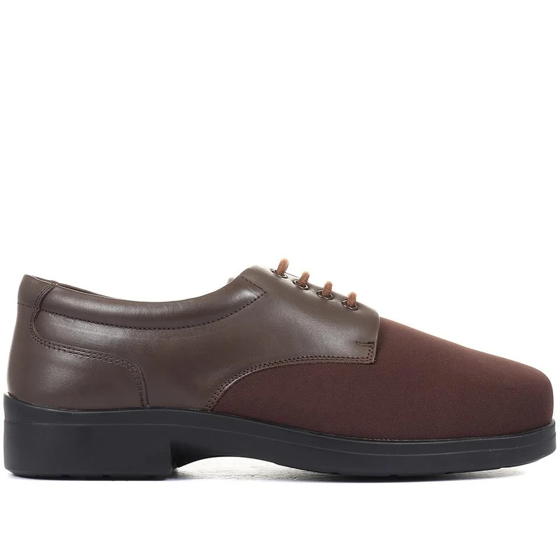 Extra Wide Fit Lace-Up Derby Shoe - ABERTO / 320 929 - Brown