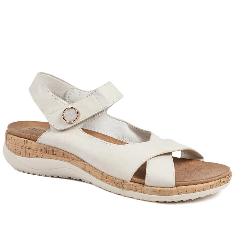Wide Fit Adjustable Fit Cushioned Sandals - BAIZH43041 / 329 247 - Beige