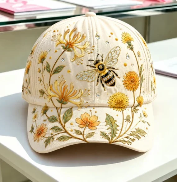 Lardenia | Bestickte Baseballcap mit Blumenmotiv