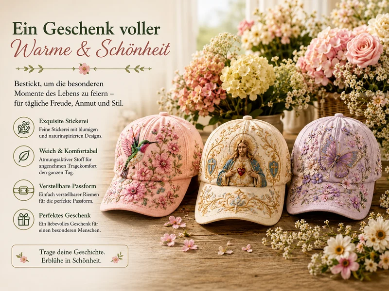 Lardenia | Bestickte Baseballcap mit Blumenmotiv