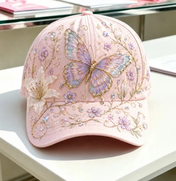 Lardenia | Bestickte Baseballcap mit Blumenmotiv