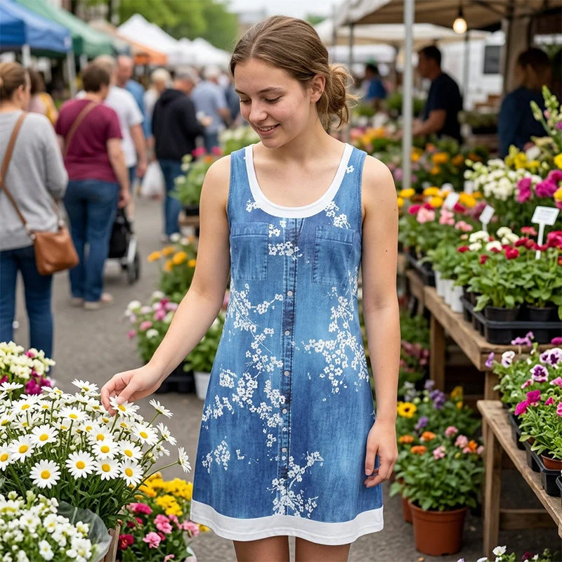 Paginna | Kleid in Denim-Optik mit Lagenlook