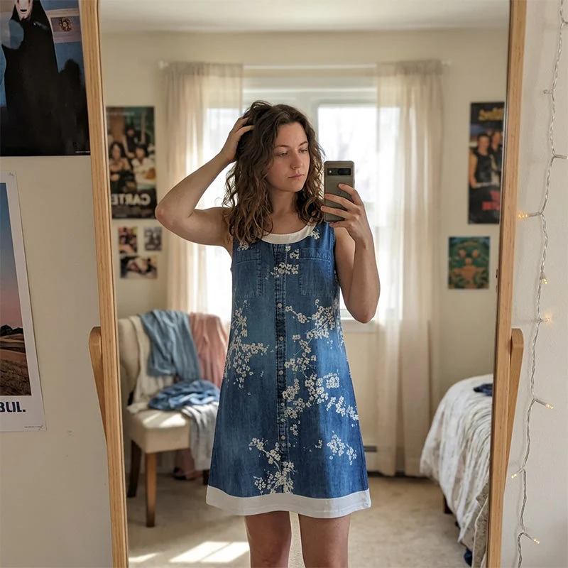 Paginna | Kleid in Denim-Optik mit Lagenlook