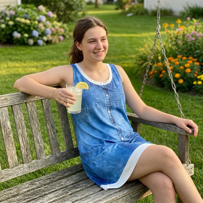 Paginna | Kleid in Denim-Optik mit Lagenlook