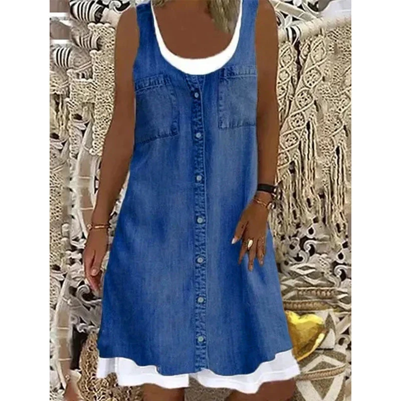 Paginna | Kleid in Denim-Optik mit Lagenlook