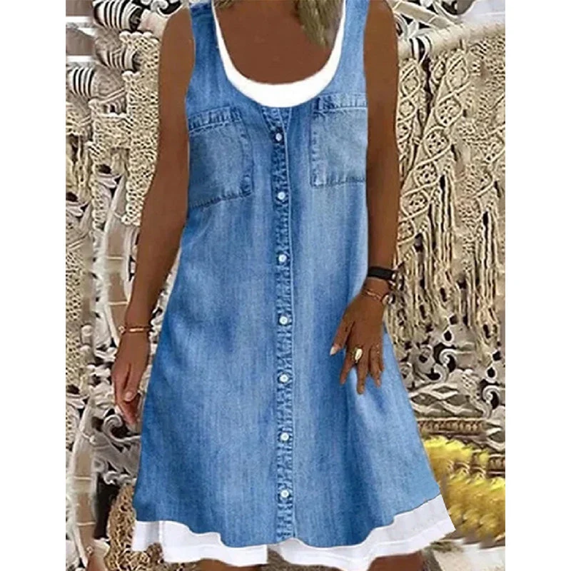 Paginna | Kleid in Denim-Optik mit Lagenlook