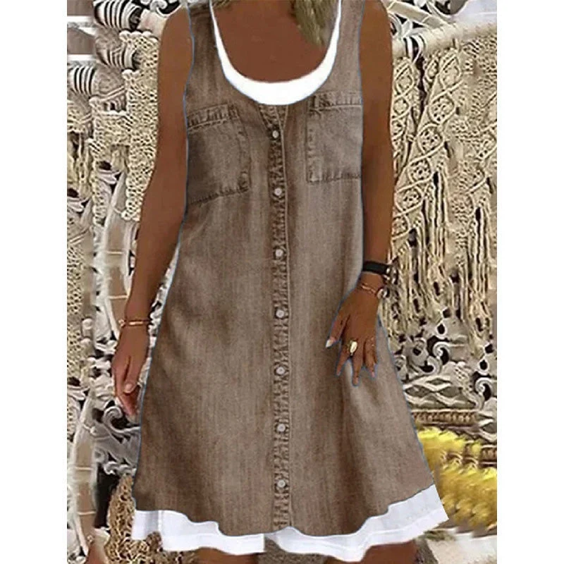 Paginna | Kleid in Denim-Optik mit Lagenlook