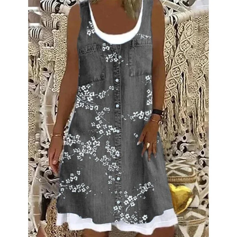 Paginna | Kleid in Denim-Optik mit Lagenlook