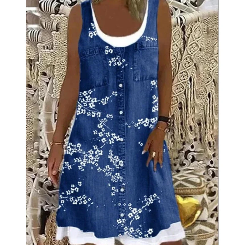 Paginna | Kleid in Denim-Optik mit Lagenlook