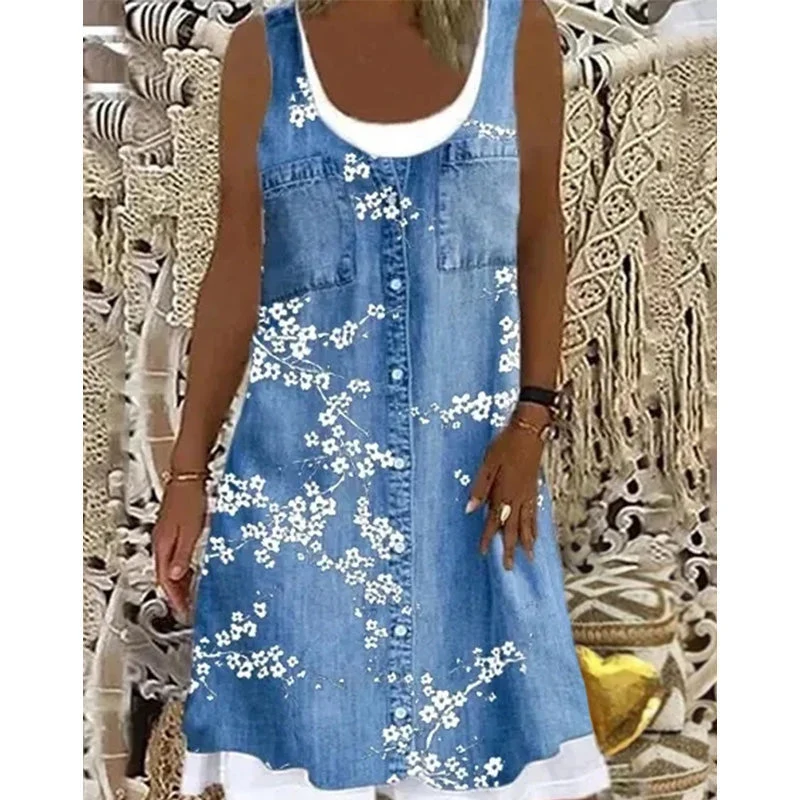 Paginna | Kleid in Denim-Optik mit Lagenlook