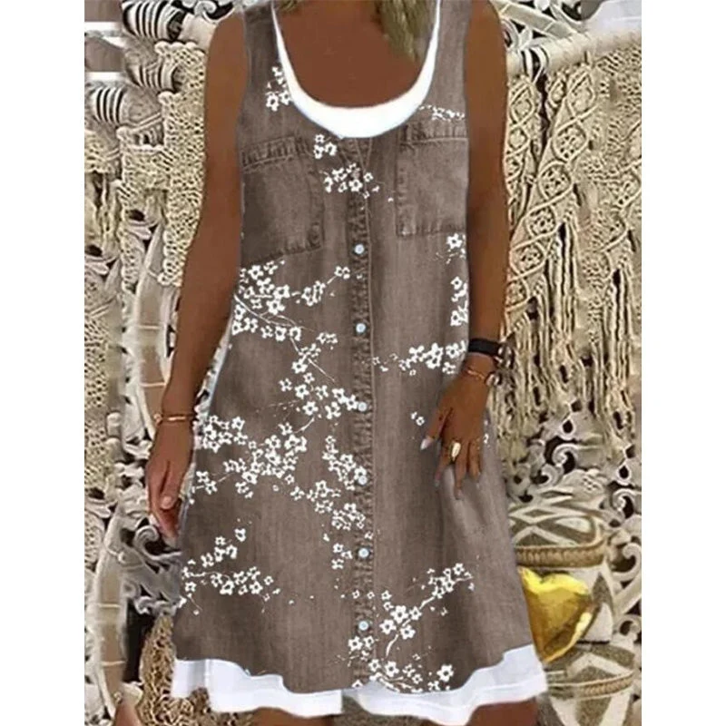 Paginna | Kleid in Denim-Optik mit Lagenlook