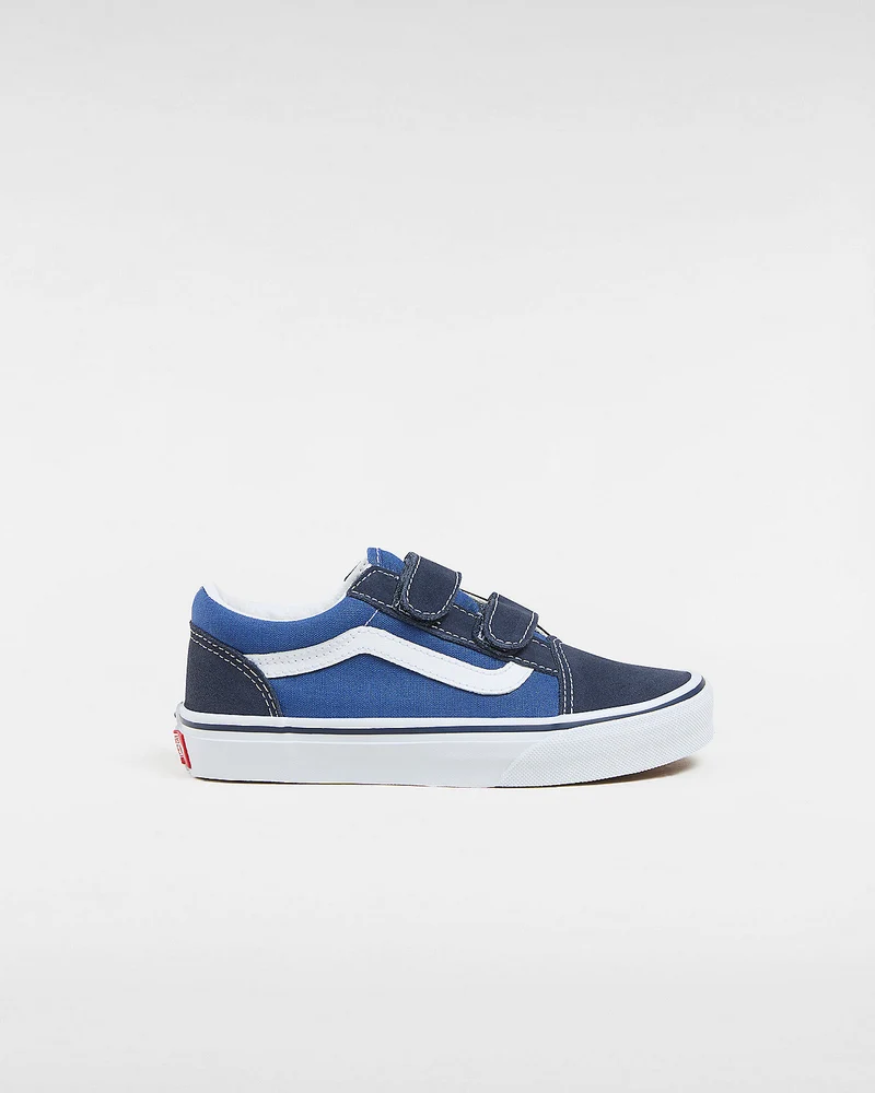 VANS Old Skool V Klett-Sneaker für Kinder – Marineblau/True White