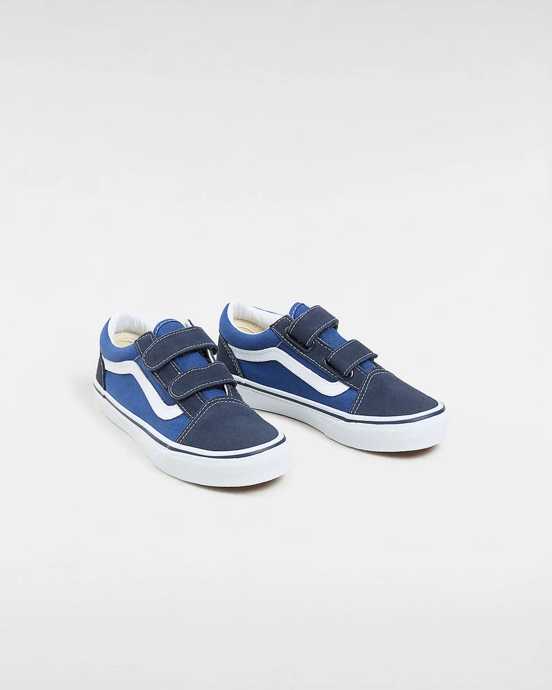 VANS Old Skool V Klett-Sneaker für Kinder – Marineblau/True White