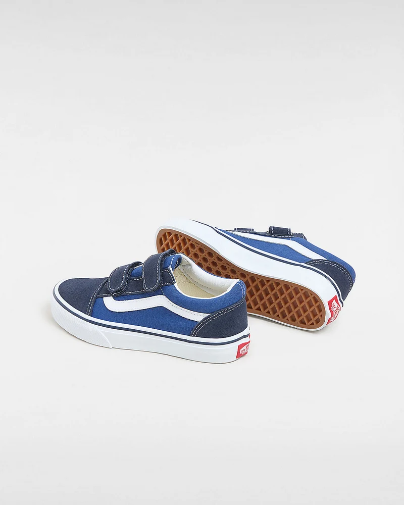 VANS Old Skool V Klett-Sneaker für Kinder – Marineblau/True White