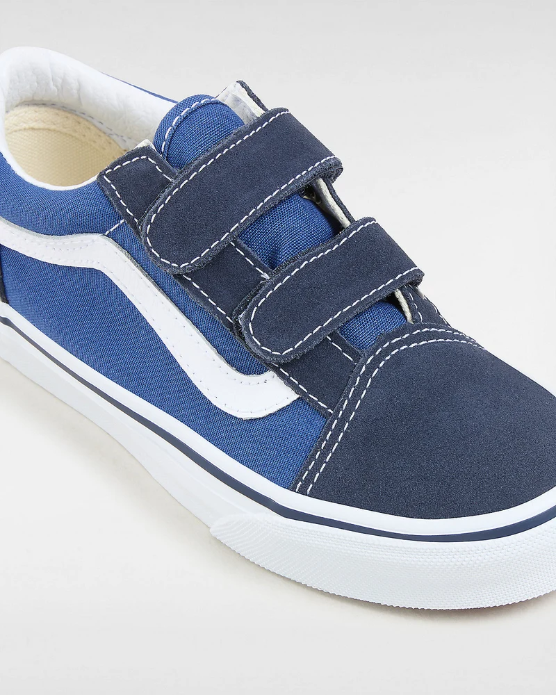 VANS Old Skool V Klett-Sneaker für Kinder – Marineblau/True White