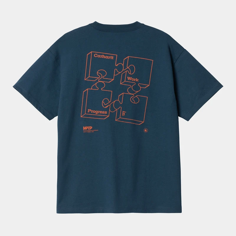 Carhartt WIP Herren Assemble Kurzarm-T-Shirt aus Bio-Baumwolle – Tintenfisch / Ziegelstein