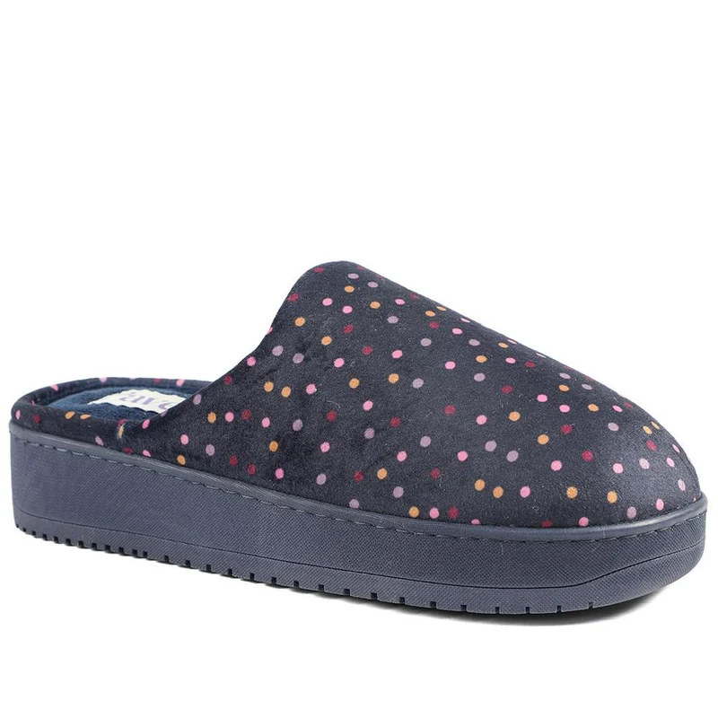 Cushioned Memory Foam Mule Slippers - QING43000 / 329 335 - Navy Multi