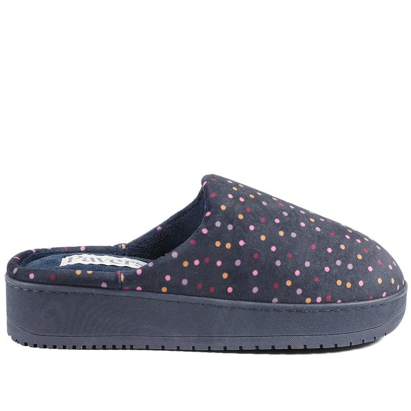 Cushioned Memory Foam Mule Slippers - QING43000 / 329 335 - Navy Multi
