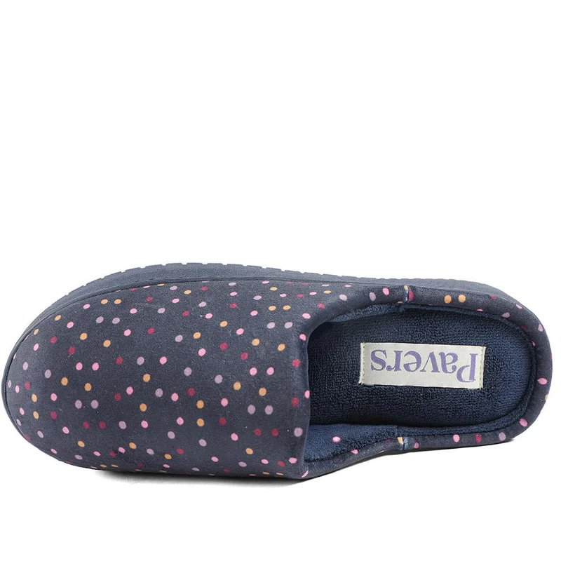 Cushioned Memory Foam Mule Slippers - QING43000 / 329 335 - Navy Multi